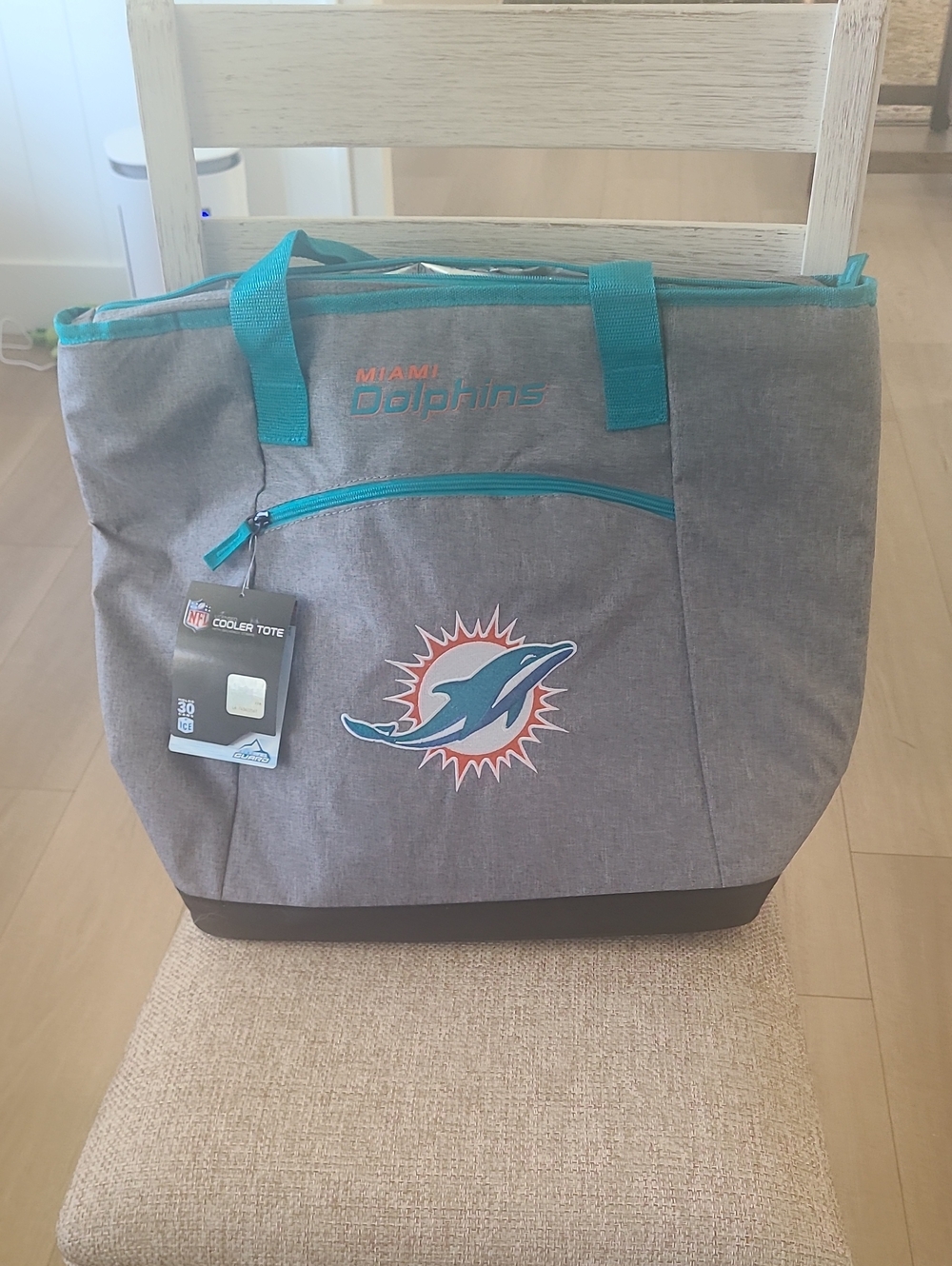 Rawlings Gray and Teal Miami Dolphins Insulated Cooler Tote